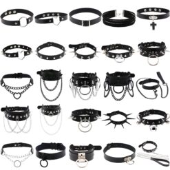 Schwarze Kunstleder BDSM Choker Halsbänder