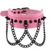 Pink Kunstleder Halsband mit Nieten